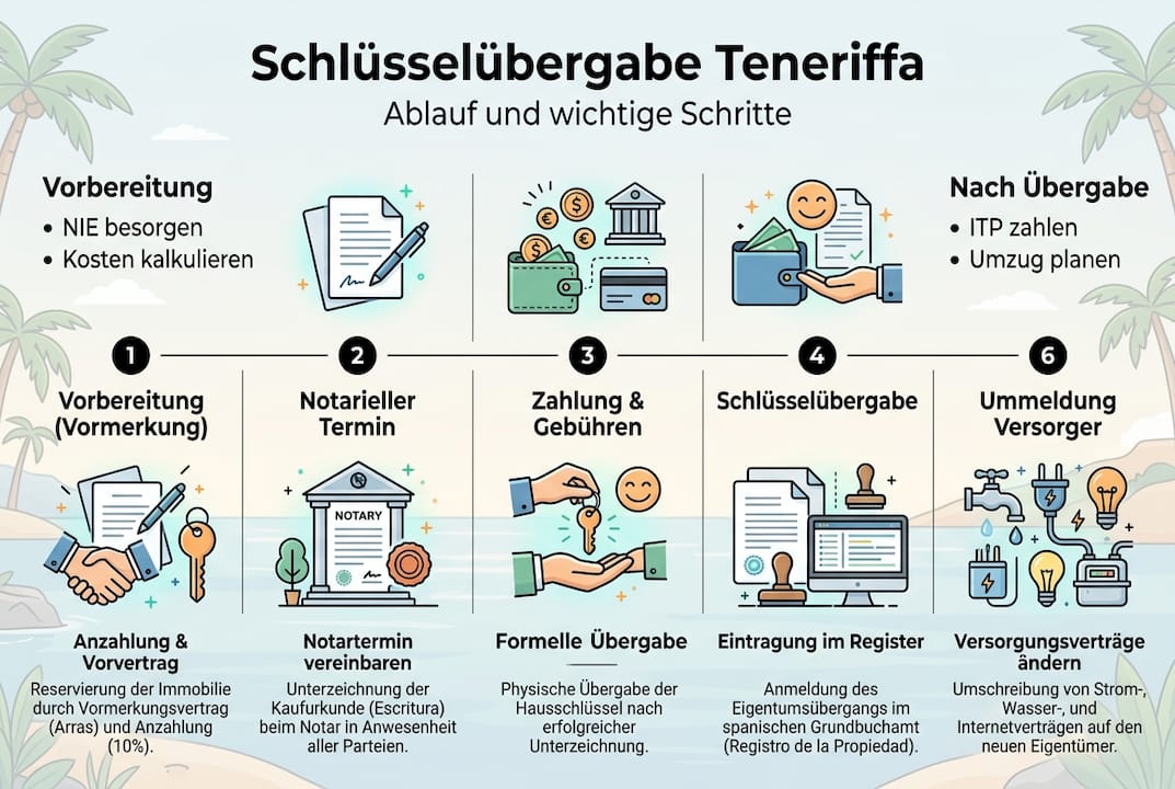 Infografik: So läuft die Wohnungsübergabe ab – Schritte und wichtige Punkte zur Schlüsselübergabe