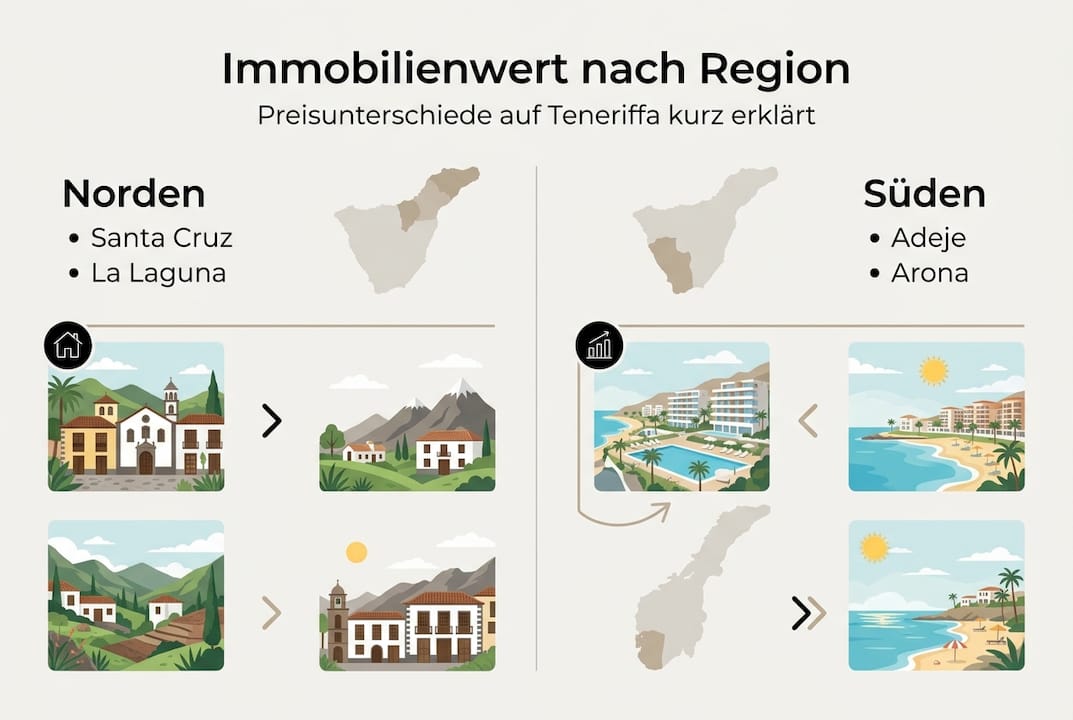 Überblick: Immobilienpreise in den verschiedenen Regionen Teneriffas – anschaulich dargestellt
