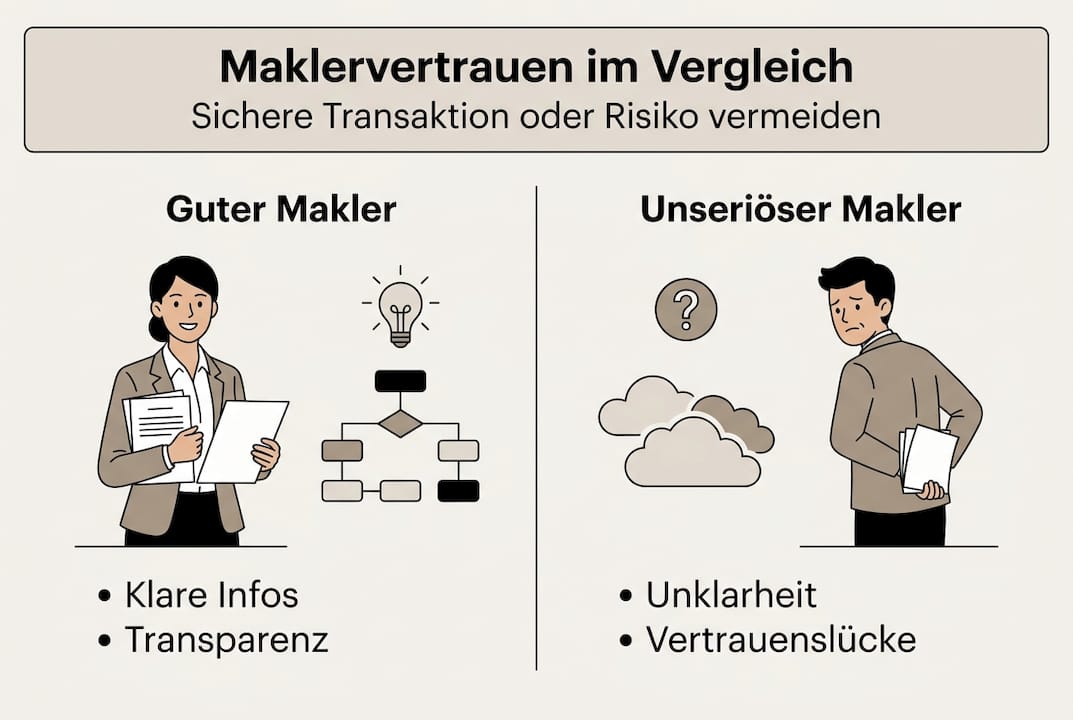 Infografik: Vertrauen in Makler – Unterschiede und Mehrwert auf einen Blick