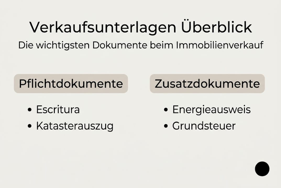 Infografik: Die wichtigsten Unterlagen für den Immobilienverkauf auf einen Blick