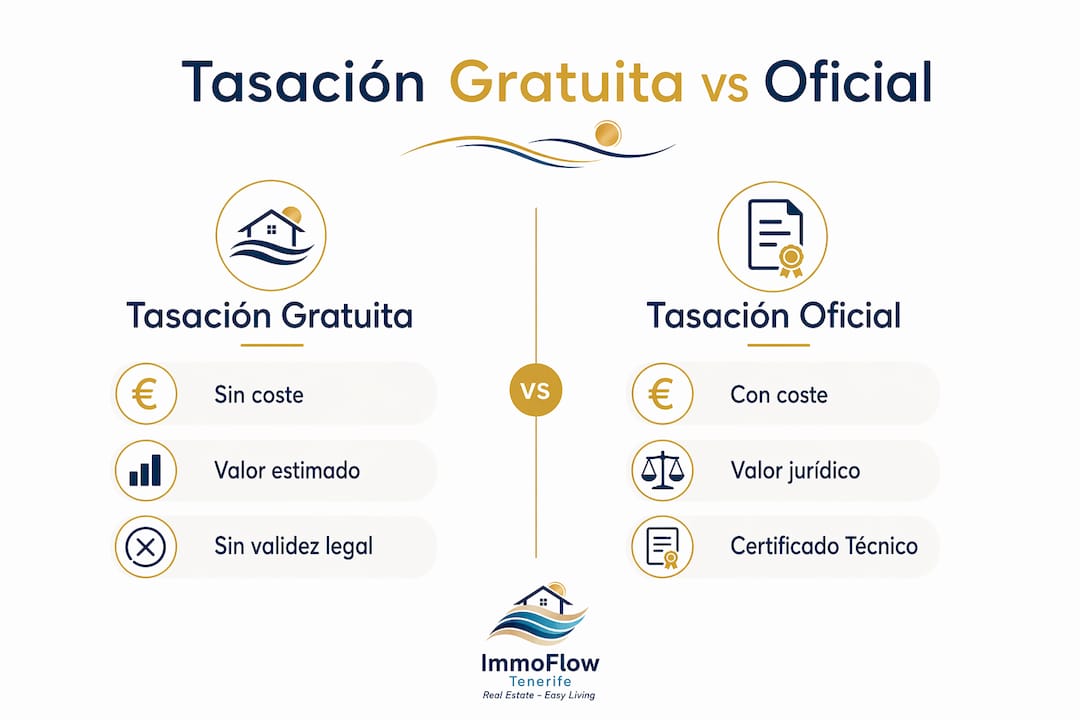 Infografía: diferencias entre valoración gratuita y tasación oficial