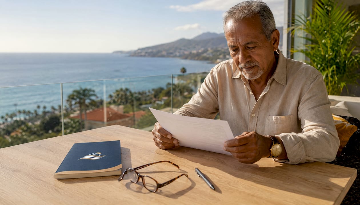 Personas firmando el contrato de compraventa de una propiedad