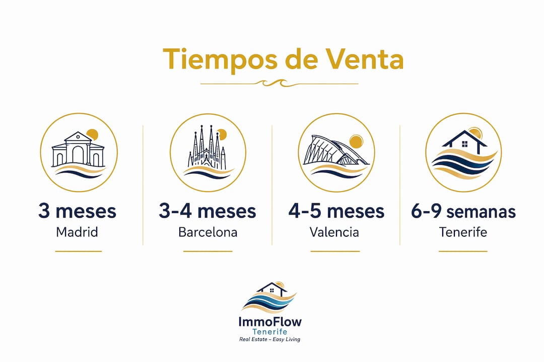 Infografía sobre el tiempo medio que tardan en venderse las viviendas en las distintas regiones de España