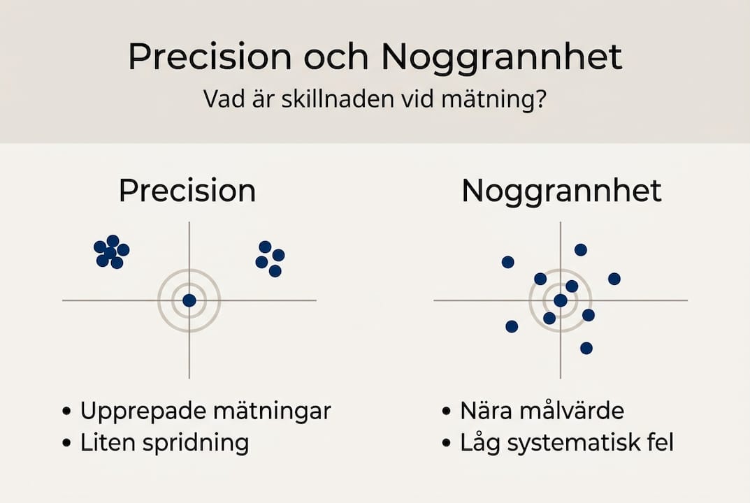 En infografik som visar skillnaden mellan att vara precis och att vara noggrann