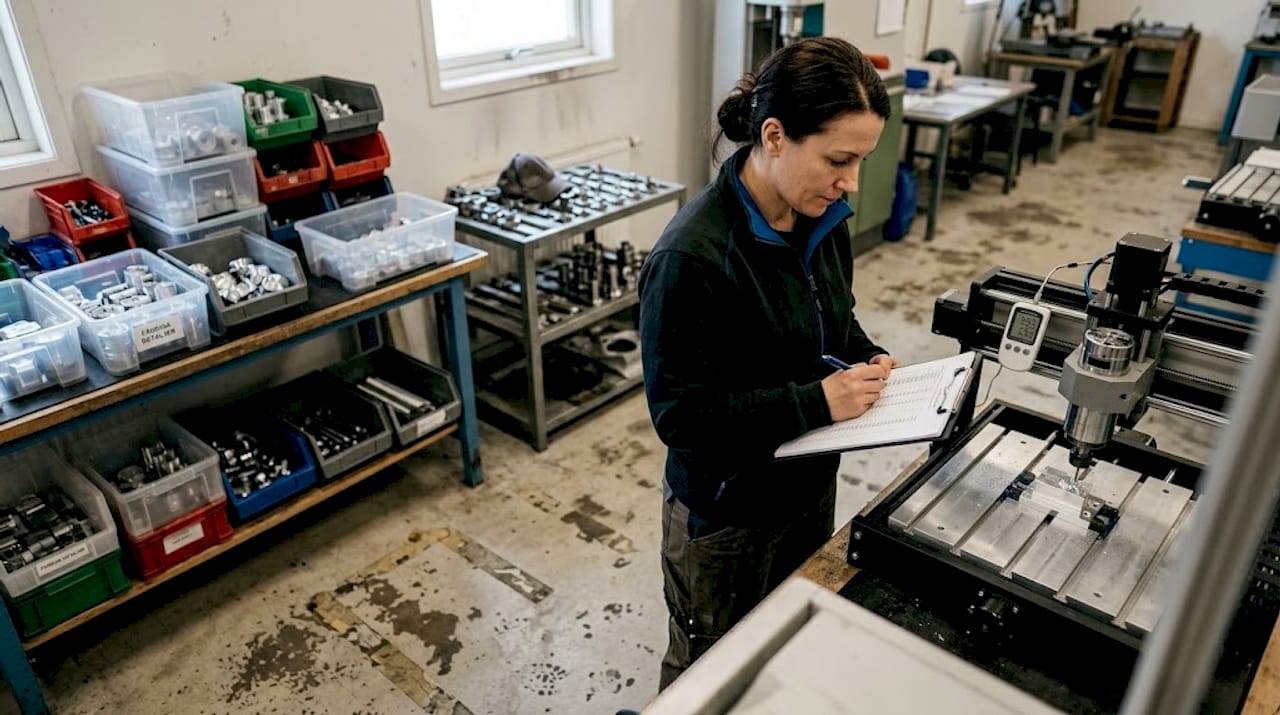 En tekniker ser över arbetsmiljön vid sin station.