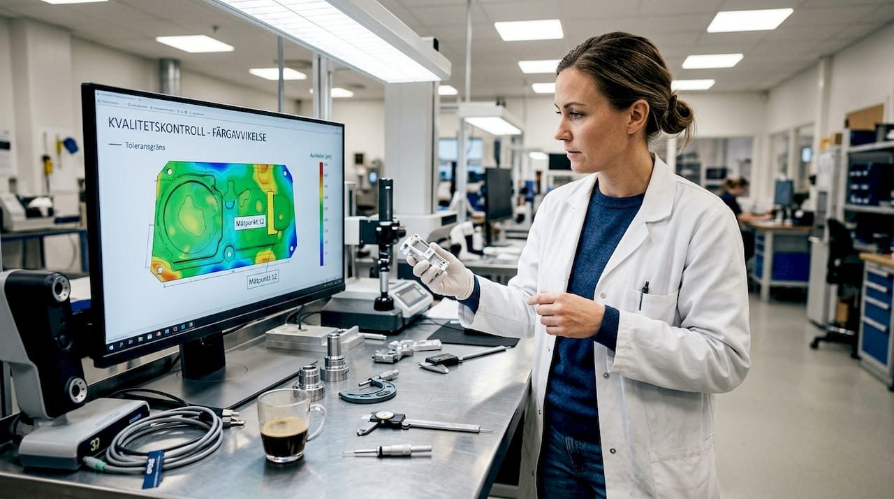 En ingenjör granskar 3D-skannade data i laboratoriet.