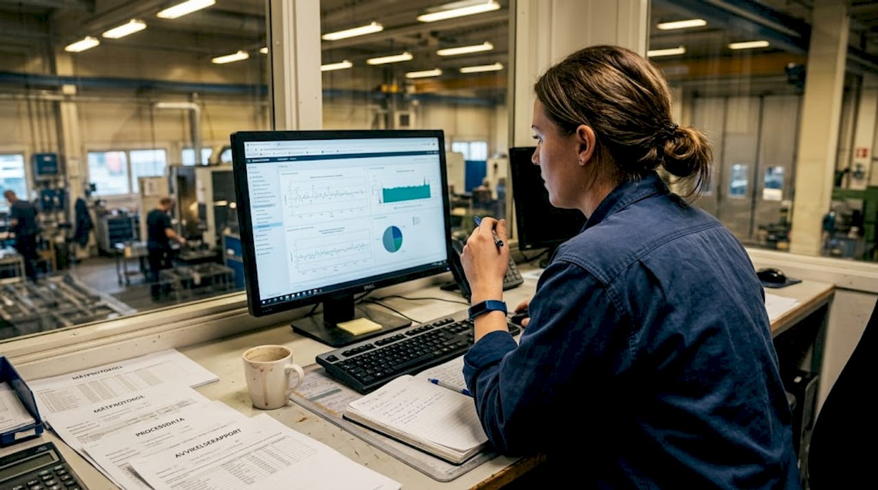 En tekniker följer processen på datorskärmen.