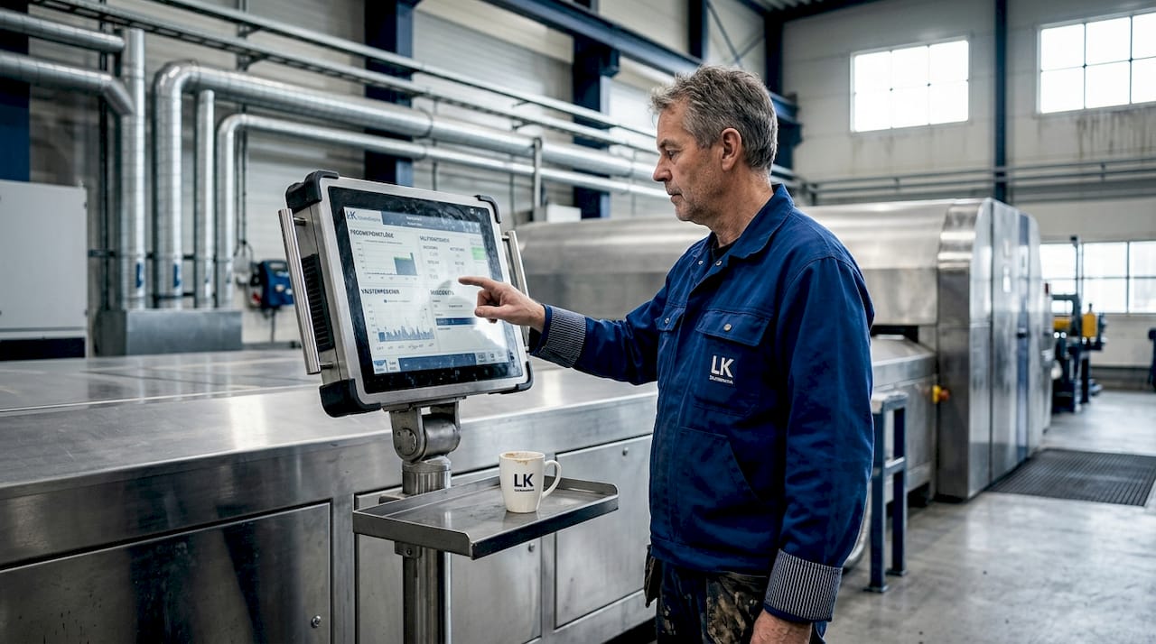 En operatör analyserar insamlade data från industriell 3D-skanning för att säkerställa kvalitet och noggrannhet.