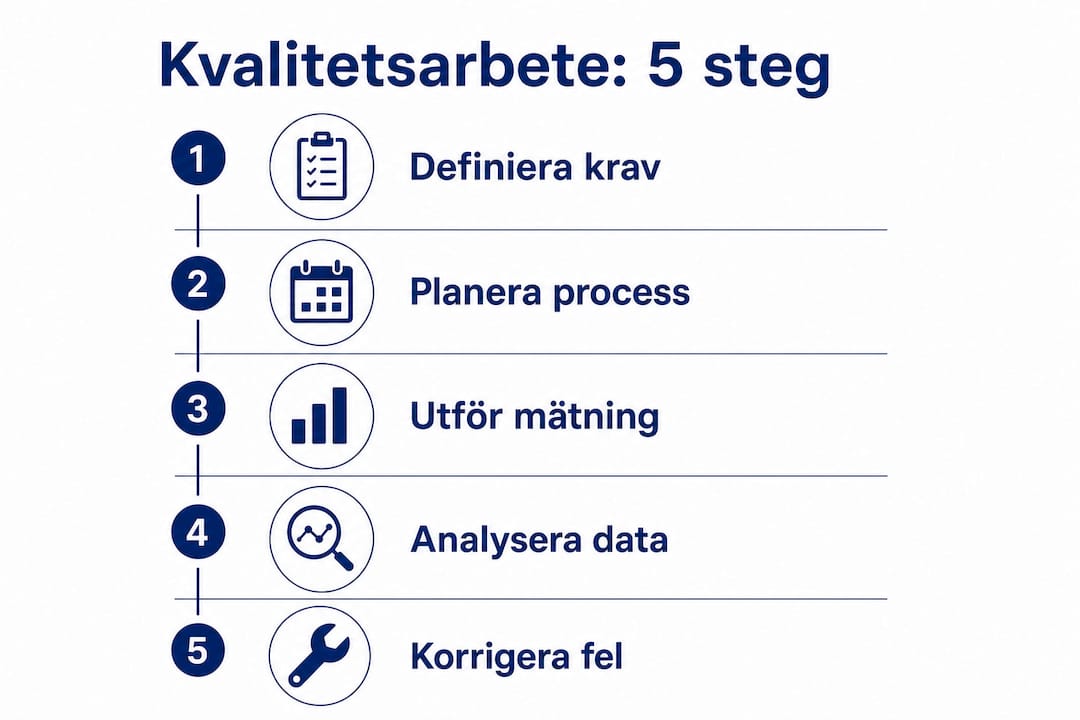 Grafiken presenterar fem nyckelsteg för ett effektivt kvalitetsarbete.