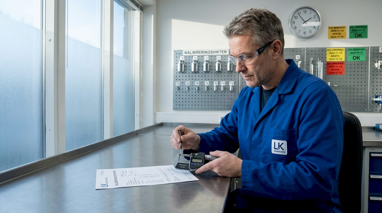 En ingenjör finjusterar en avancerad industrimätare.