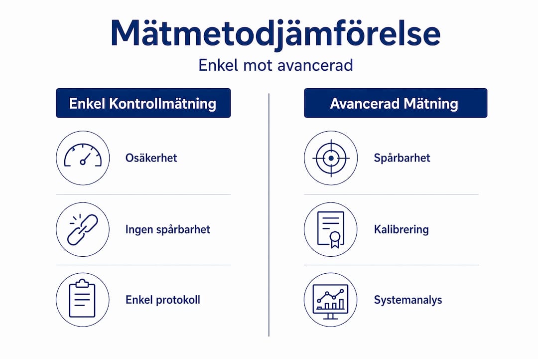 Infografik som visar skillnaderna mellan grundläggande och avancerad mätning