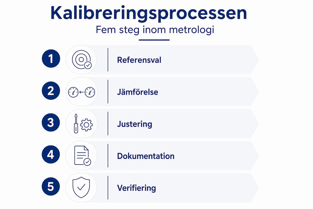 Grafisk översikt över de viktigaste stegen i kalibreringsprocessen