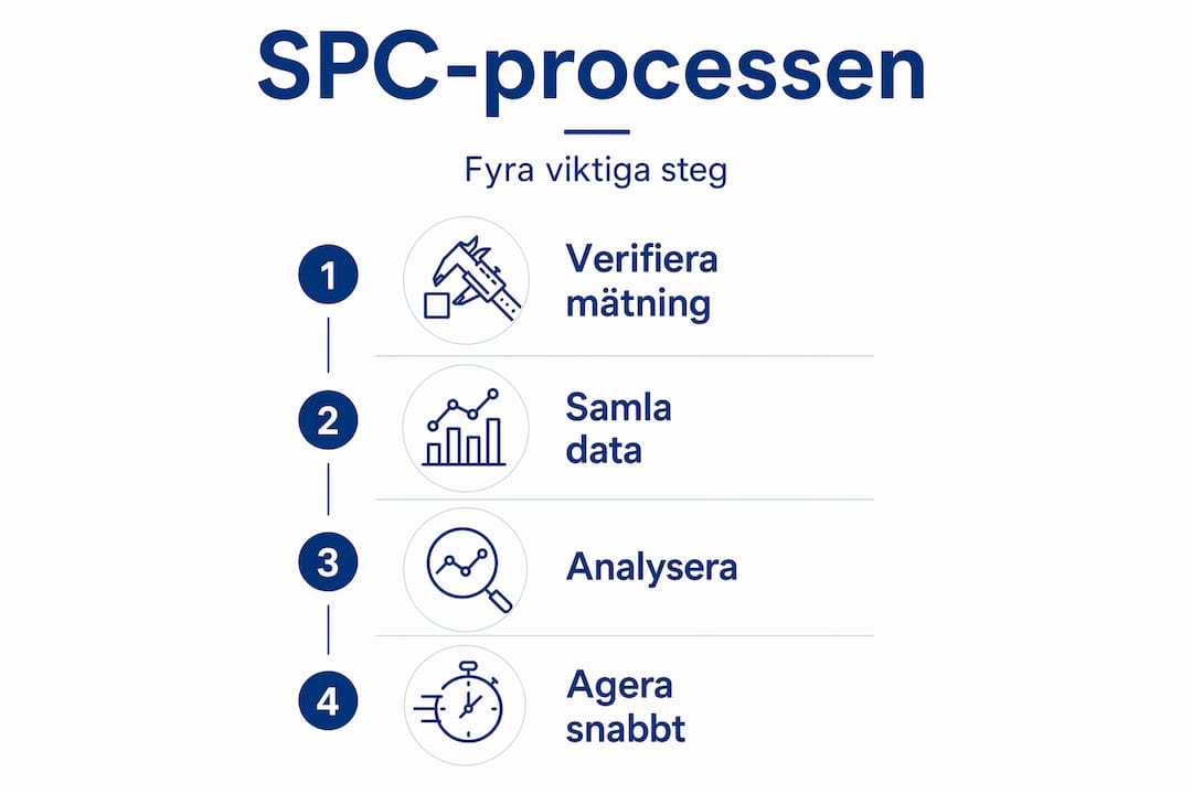 Illustration av de olika stegen i statistisk processkontroll