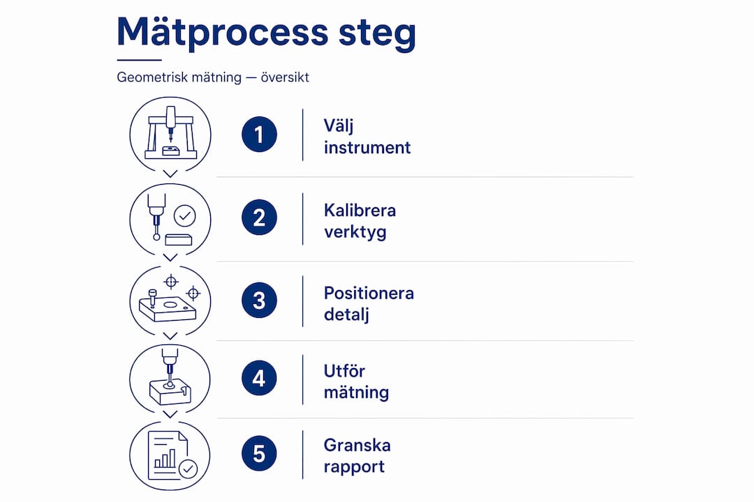 Illustration som visar de olika stegen i en geometrisk mätning