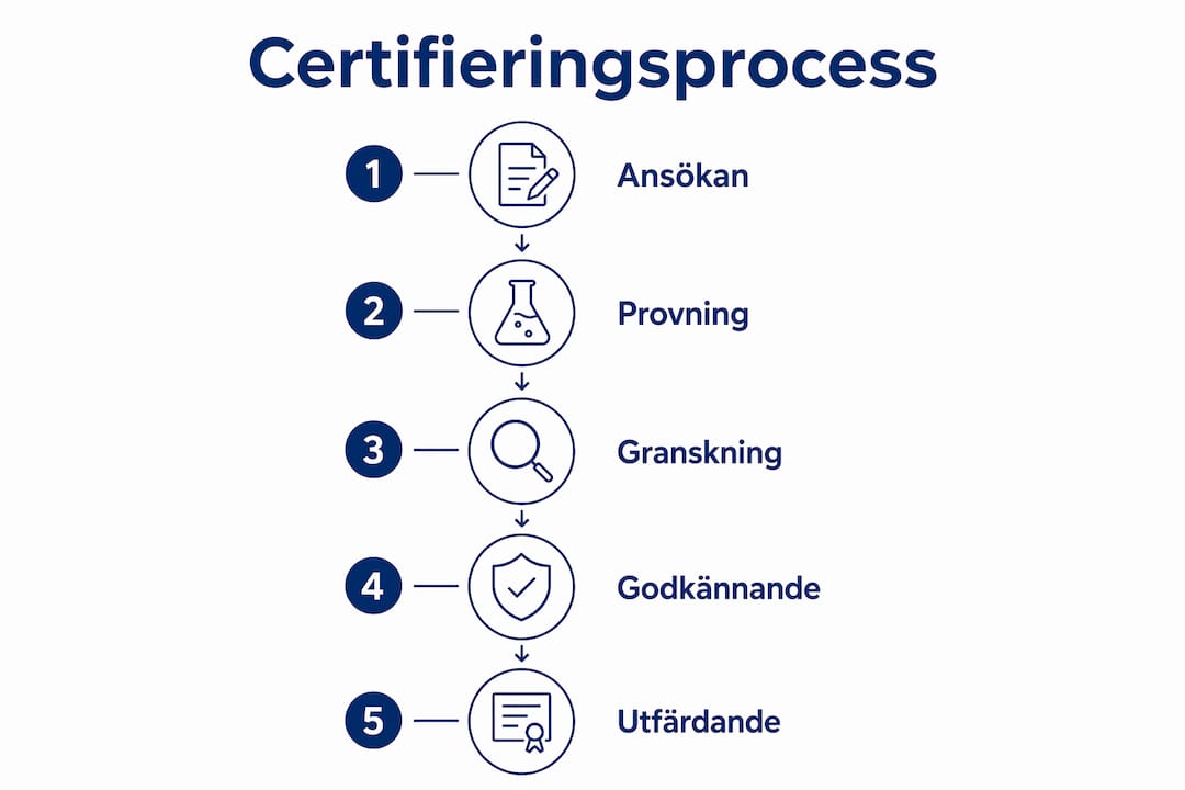 En tydlig infograf visar de olika stegen i processen för att certifiera mätinstrument.