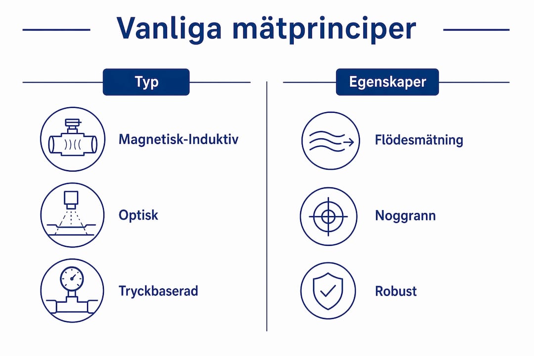 Översikt: Vanliga mätmetoder och deras typiska egenskaper i infografik