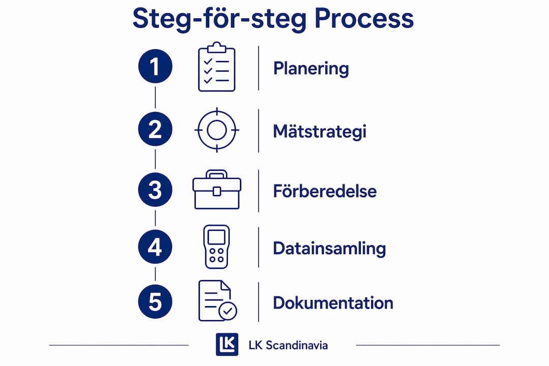Grafik som visar arbetsstegen för geometrimätning inom industrin