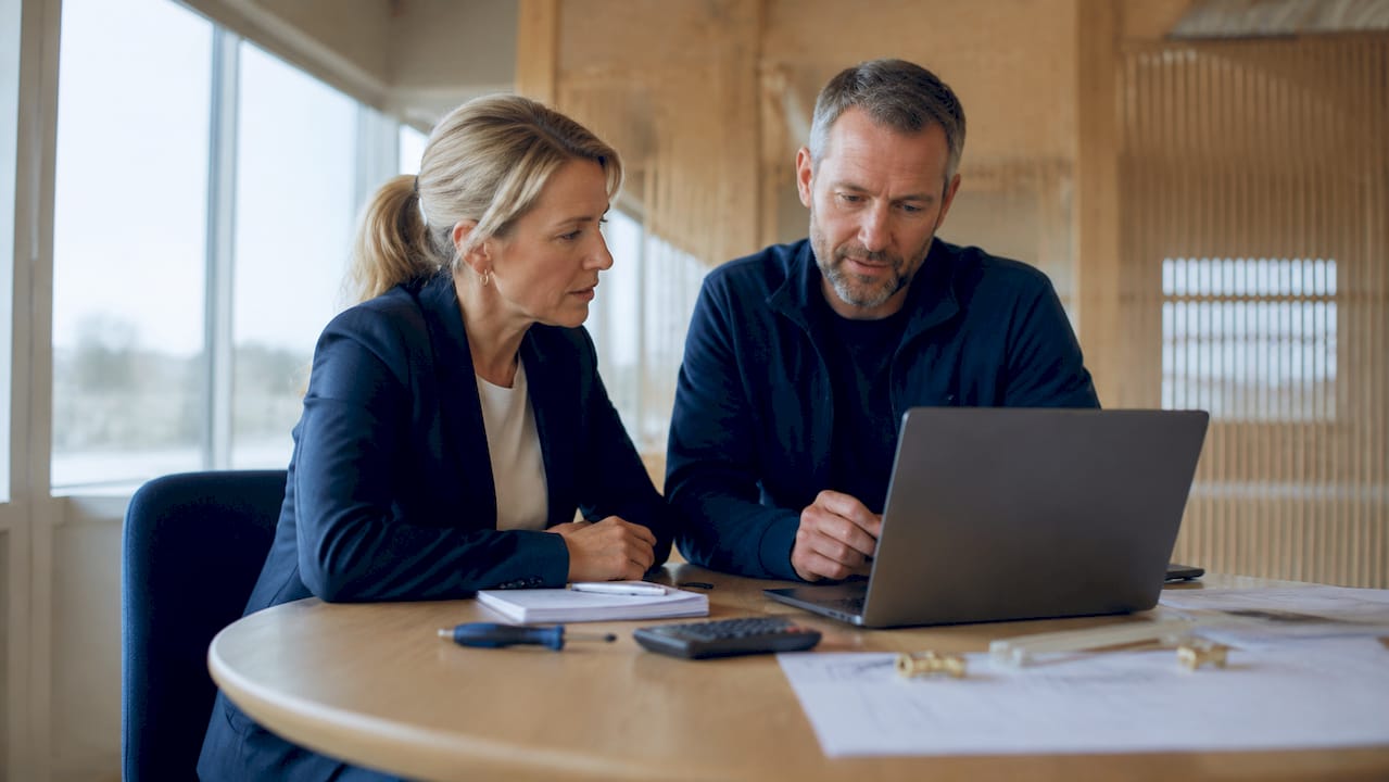 Teknikerna samlas runt konferensbordet för att diskutera frågor kring teknisk support.