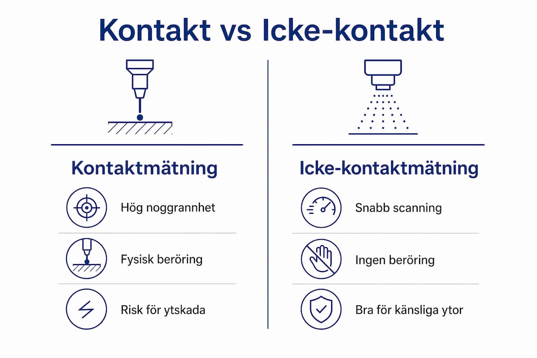 En överskådlig infografik som visar skillnaderna mellan mätmaskiner med och utan kontakt