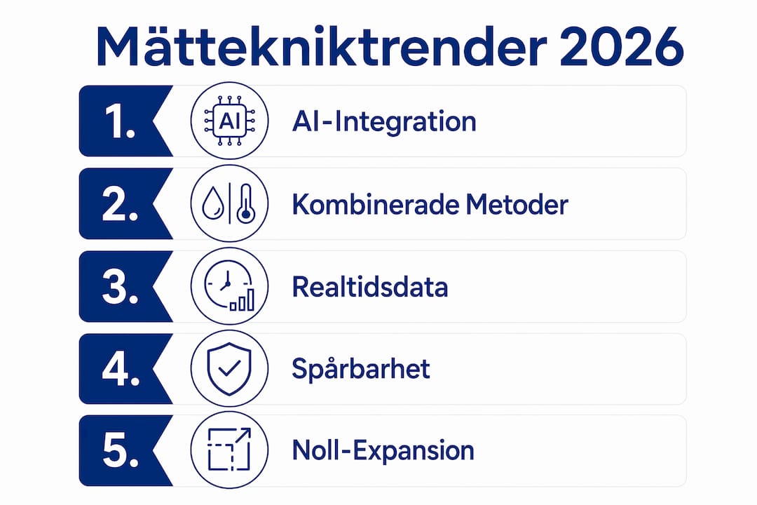 En illustrativ grafik som steg för steg visar de senaste trenderna inom mätteknik för 2026.