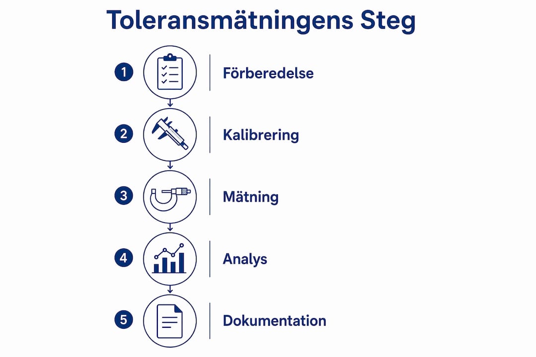 Grafisk guide som visar steg-för-steg hur du mäter tolerans