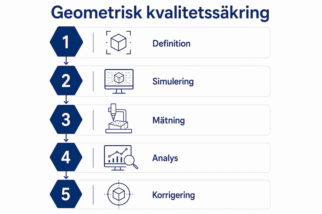 En överskådlig infografik som visar de olika stegen för att säkra den geometriska kvaliteten