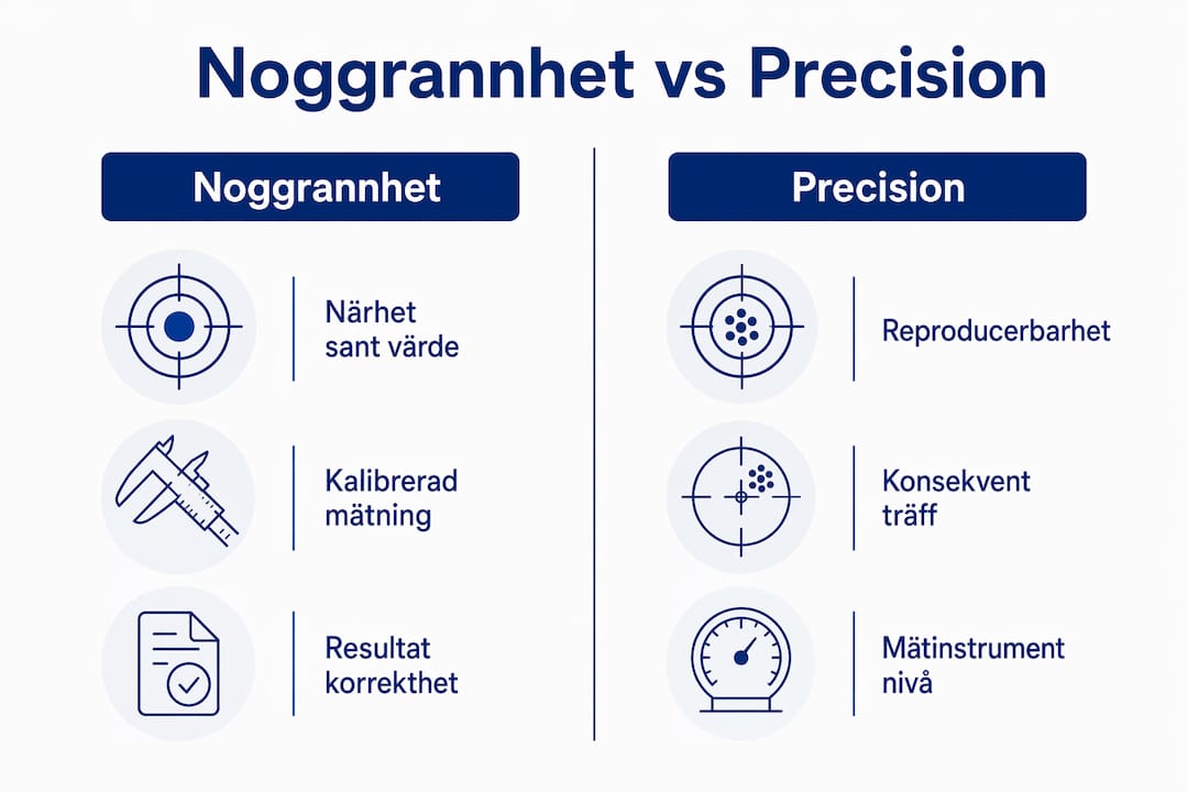 Illustration som visar skillnaden mellan noggrannhet och precision
