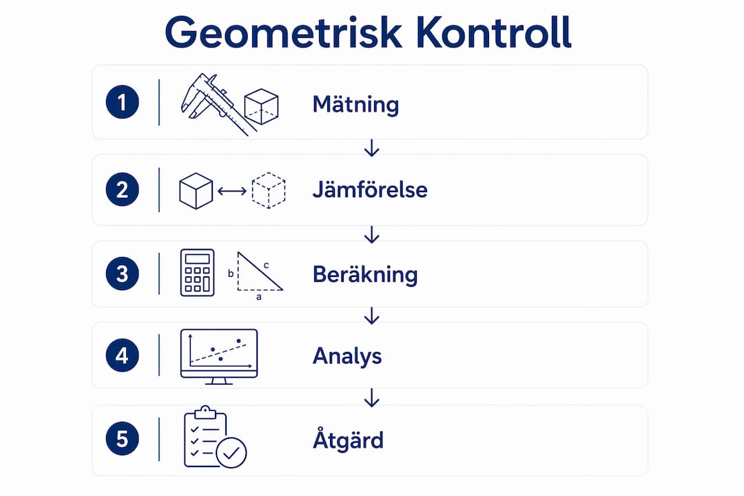 En överskådlig infografik som förklarar de olika stegen i processen för geometrisk kontroll