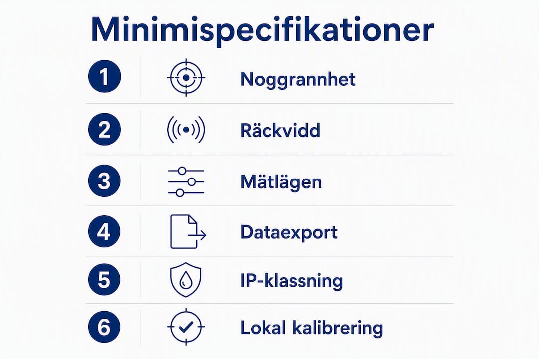Översikt: Viktiga grundkrav för lasermätningsverktyg i infografik