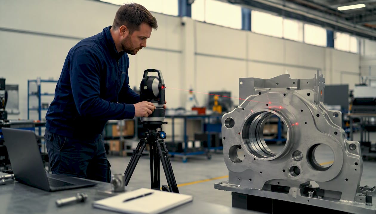 Noggrann mätning av metalldetalj med lasertracker