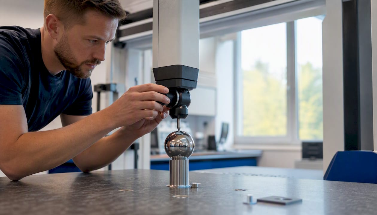 Tekniker justerar 3D-skanner med hjälp av referensobjekt