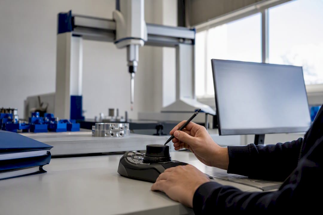Händer som simulerar CMM-offlineprogrammering