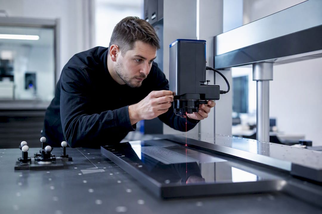 Optisk laserskanner på reflekterande metallyta