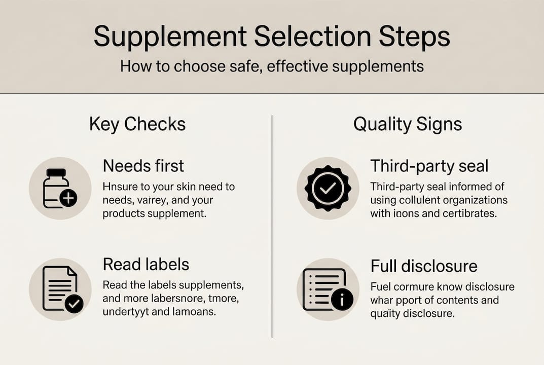 Infographic showing supplement selection steps