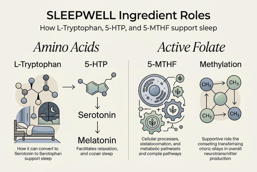 Infographic showing key SLEEPWELL ingredients