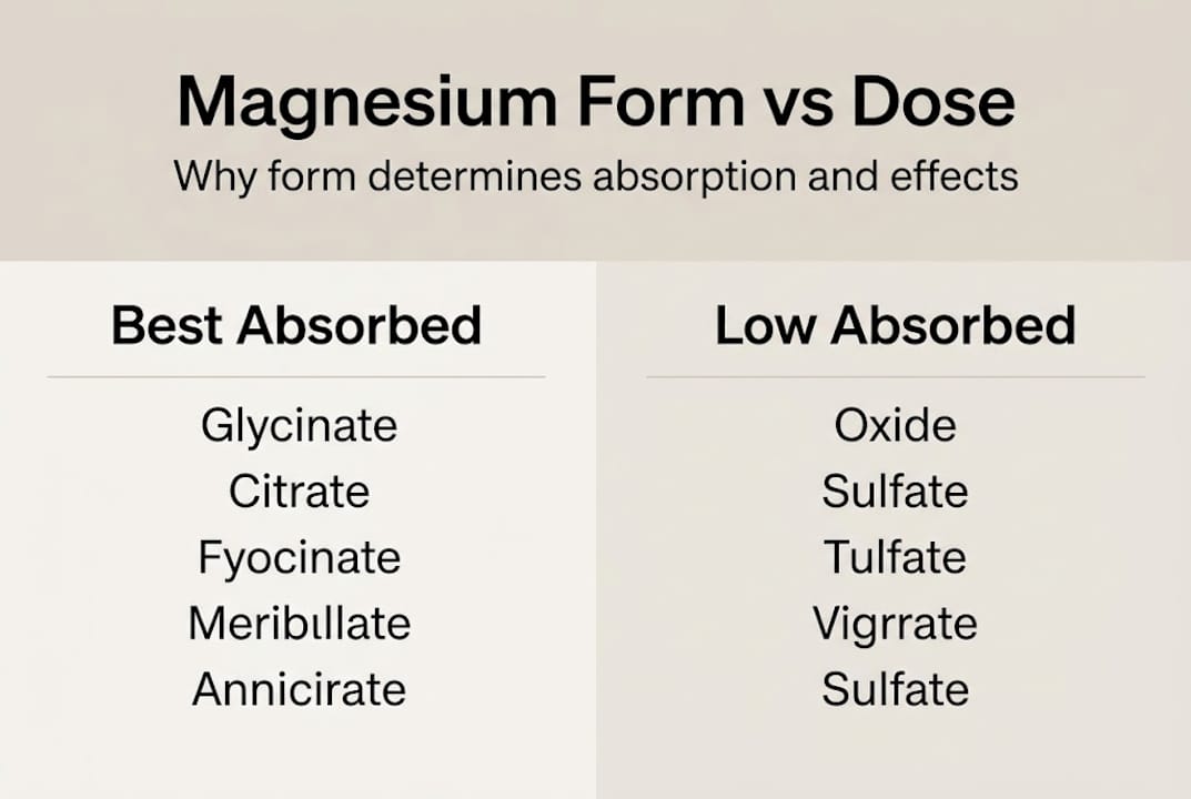 Infographic showing magnesium form absorption differences