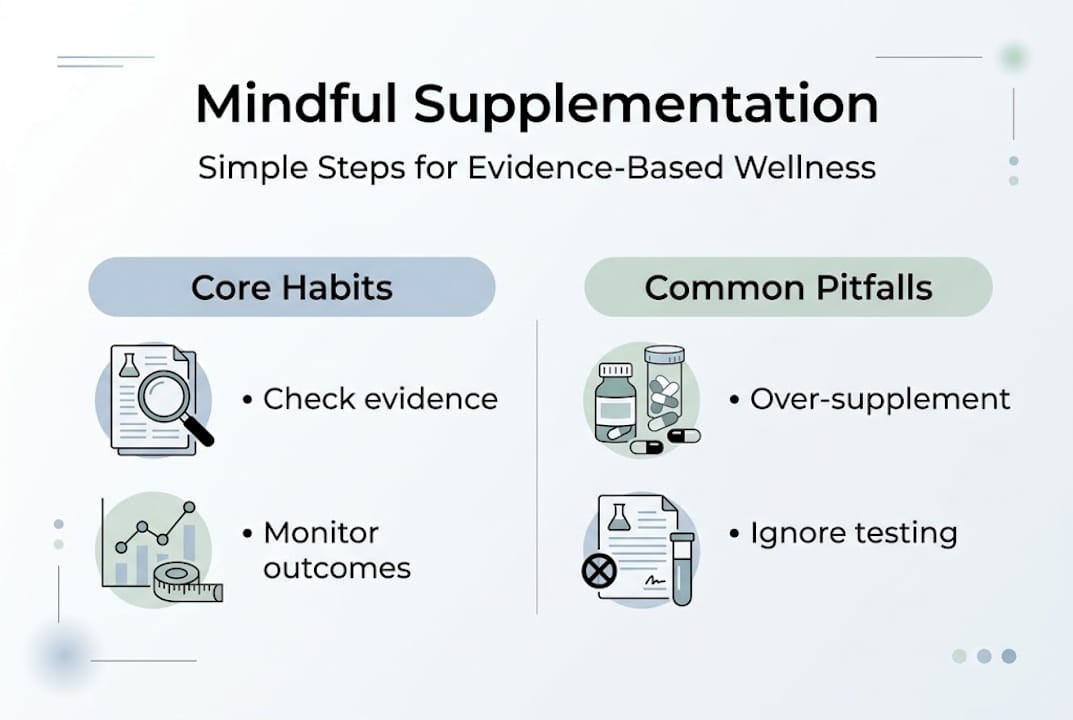 Infographic showing mindful supplementation habits