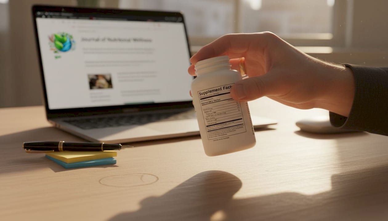 Hand checking supplement facts label