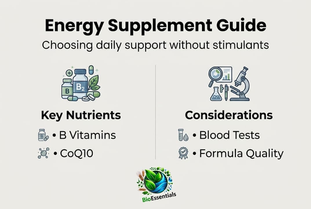 Infographic overview non-stimulant energy supplements