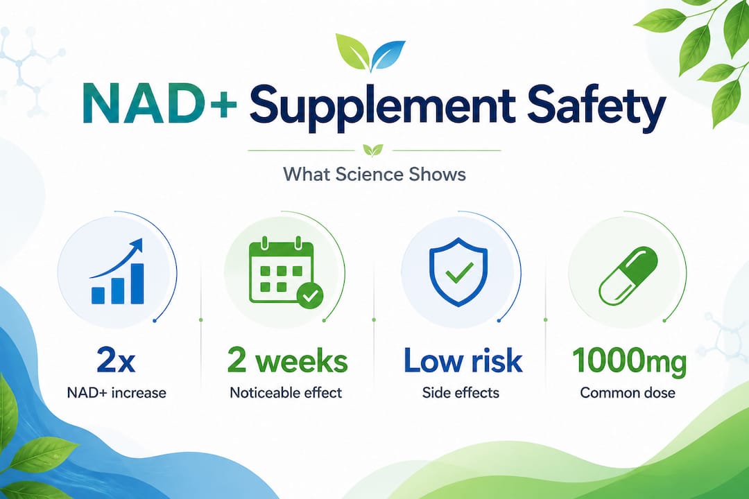 Infographic with safety stats for NAD supplements