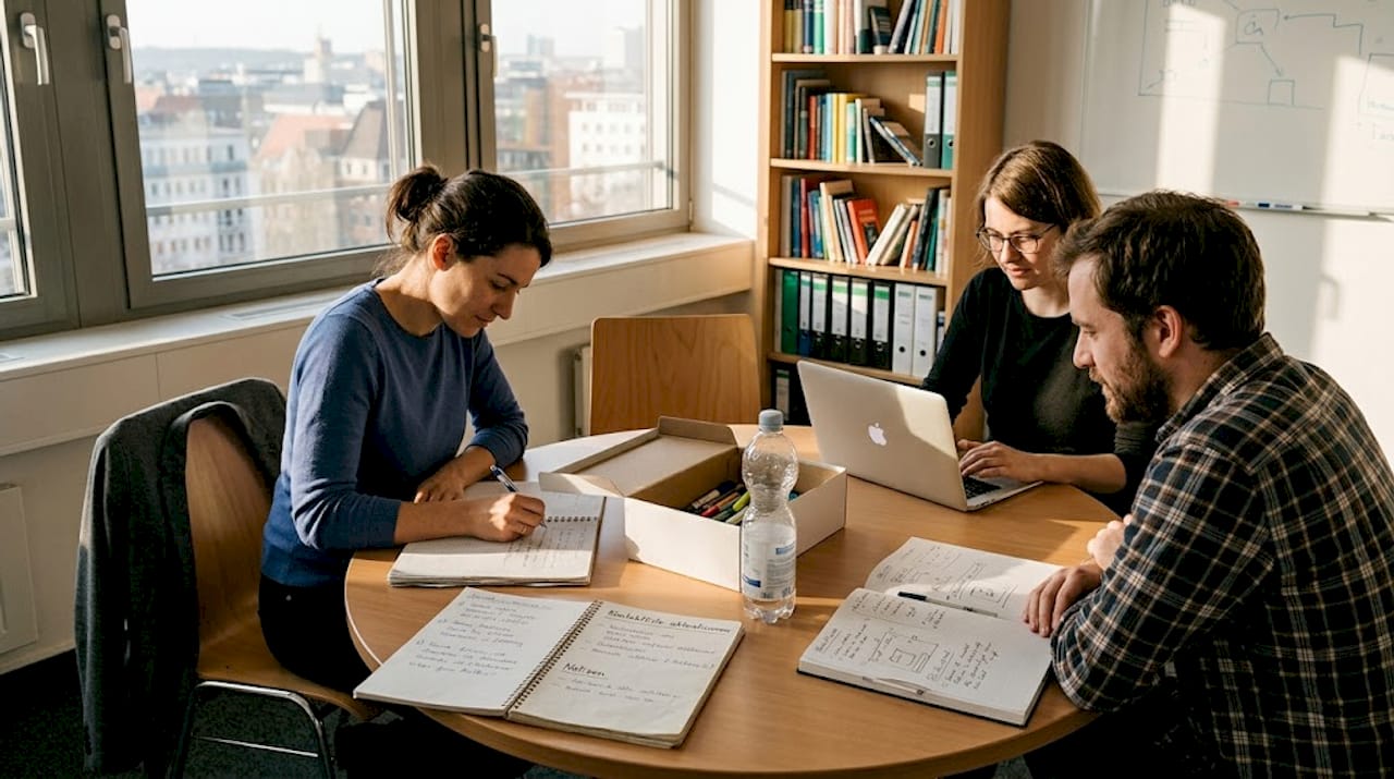 Im Meeting pflegt das Team gemeinsam die CRM-Daten und bringt sie auf den neuesten Stand.