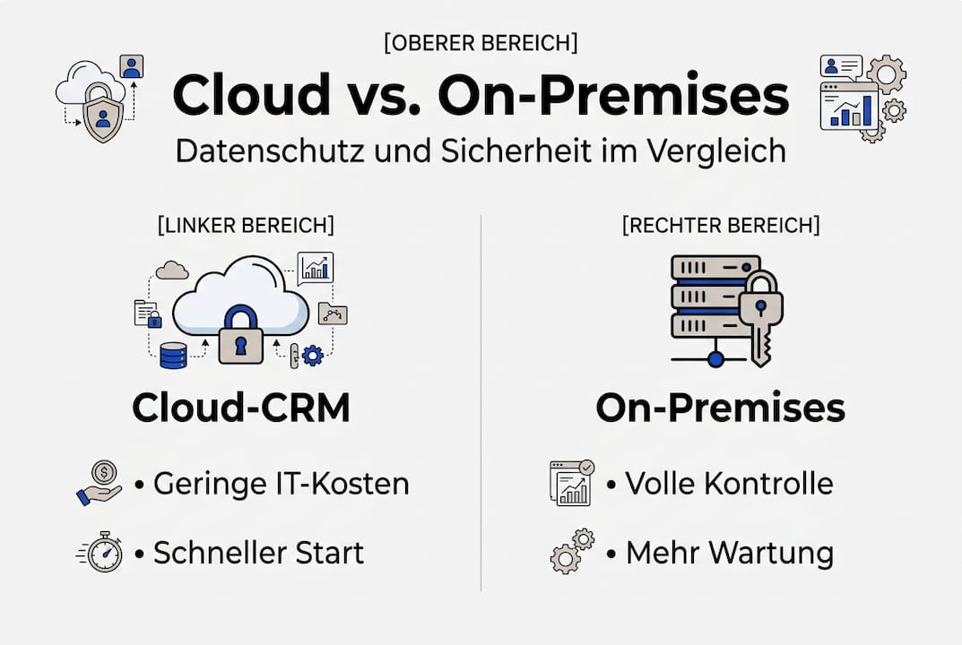 Infografik: Sicherheit von CRM-Systemen in der Cloud im Vergleich zu On-Premises-Lösungen