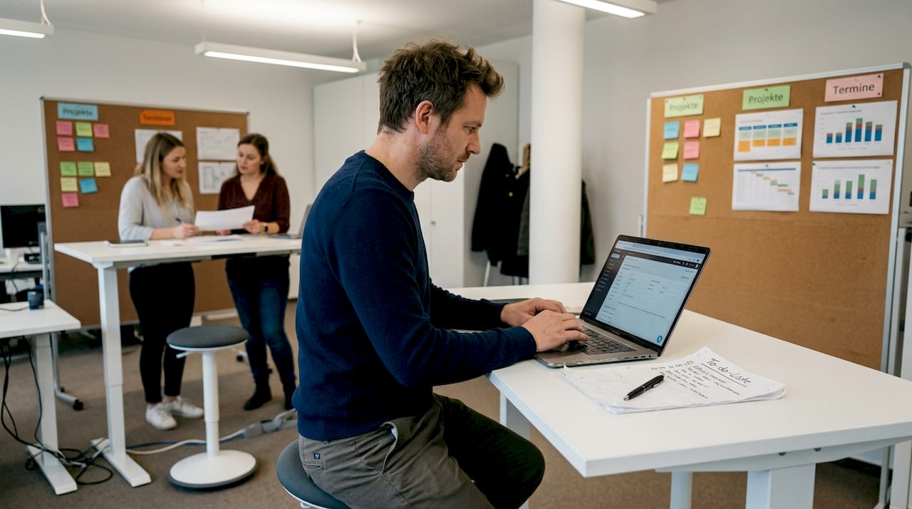 Im Arbeitsalltag sorgt ein Mitarbeiter dafür, dass das CRM-System stets aktuell bleibt.
