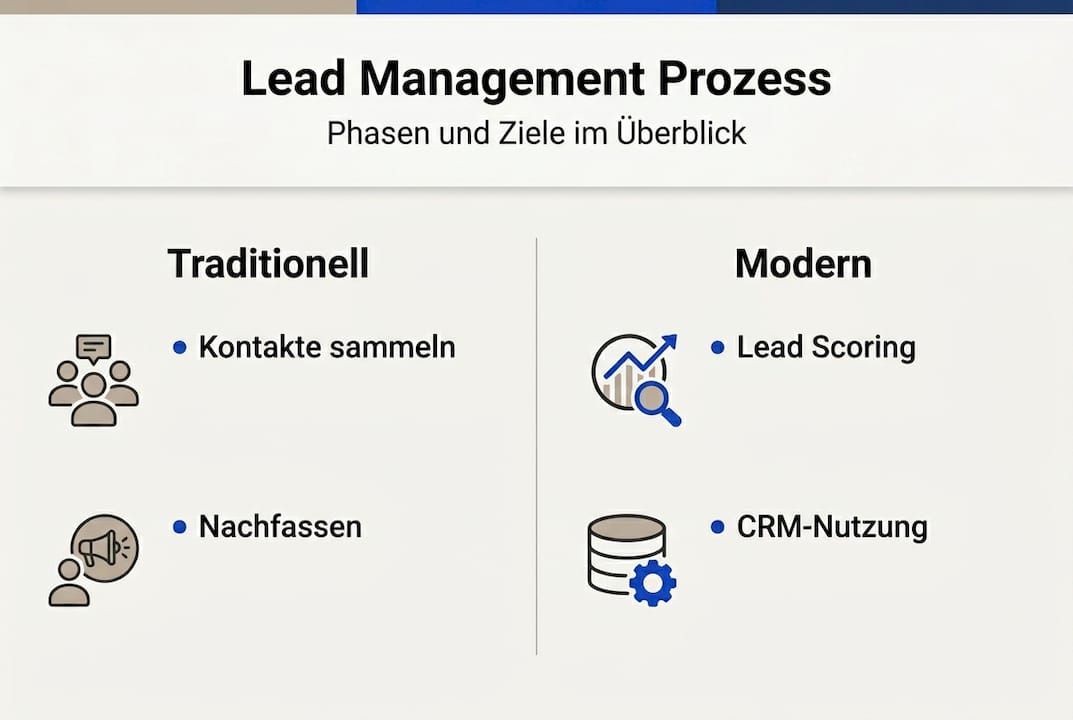 Übersicht der einzelnen Schritte im Lead-Management-Prozess als Infografik