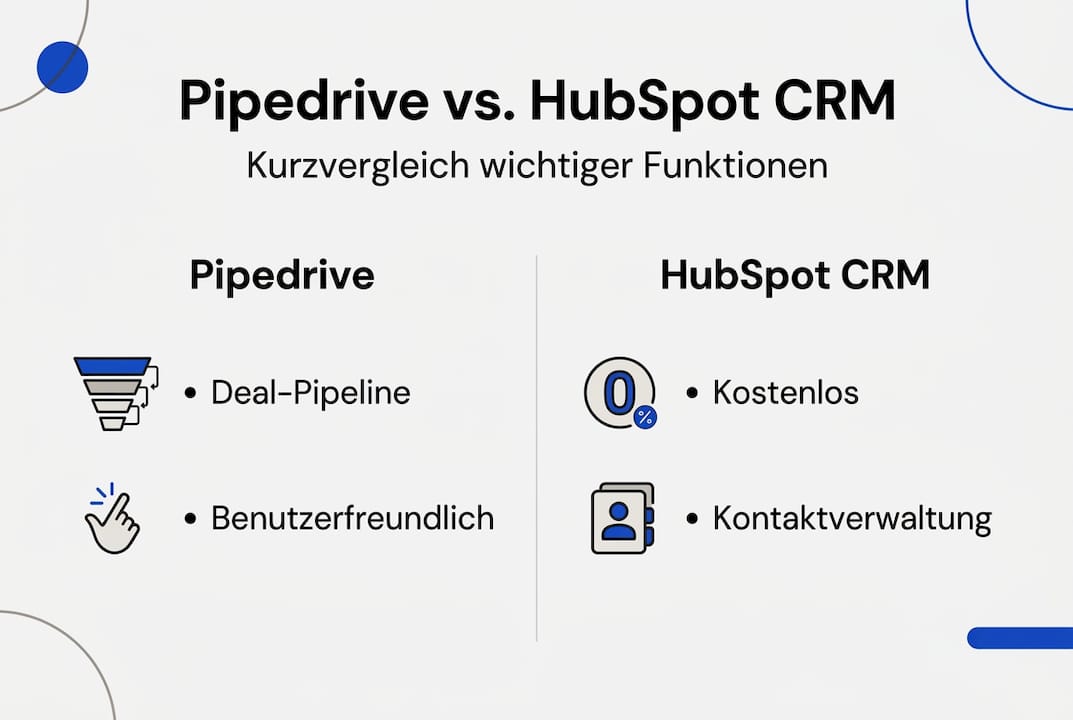 Vergleichs-Infografik: Pipedrive und HubSpot im CRM-Check