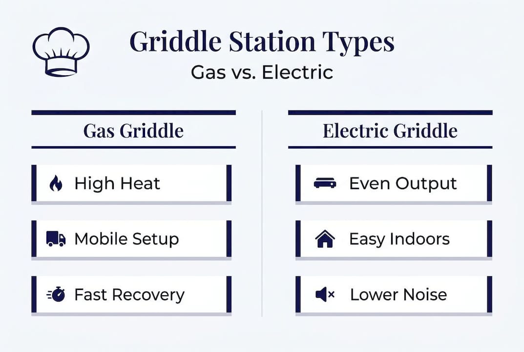 Infographic comparing gas and electric griddle stations