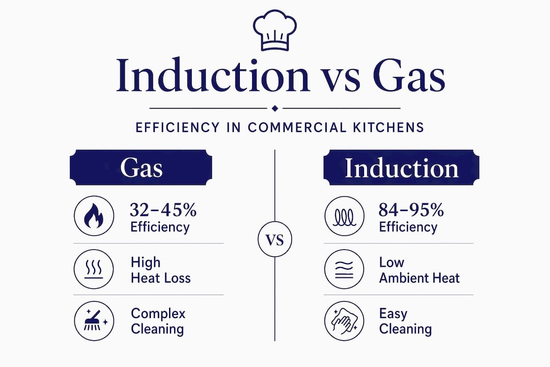 Infographic comparing induction and gas efficiency