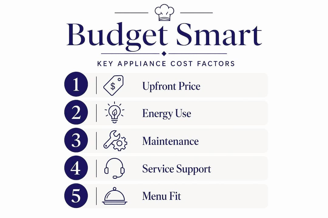 Vertical flow infographic showing appliance cost factors