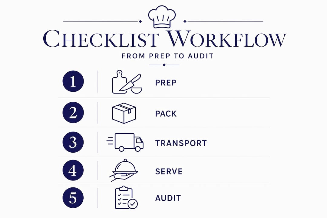 Infographic of catering checklist workflow steps