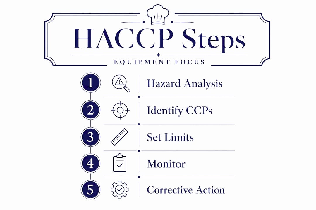 HACCP steps for equipment compliance vertical flow